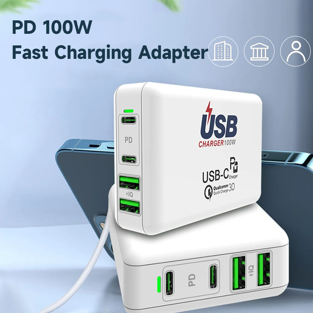 4 Ports PD 100W QC3.0 Type-C Fast Charging Power Adapter USB C USB A Desktop Charger for Iphone 14 13 12 IPad Samsung Laptop
4 Ports PD 100W QC3.0 Type-C Fast Charging Power Adapter USB C USB A Desktop Charger for Iphone 14 13 12 IPad Samsung Laptop