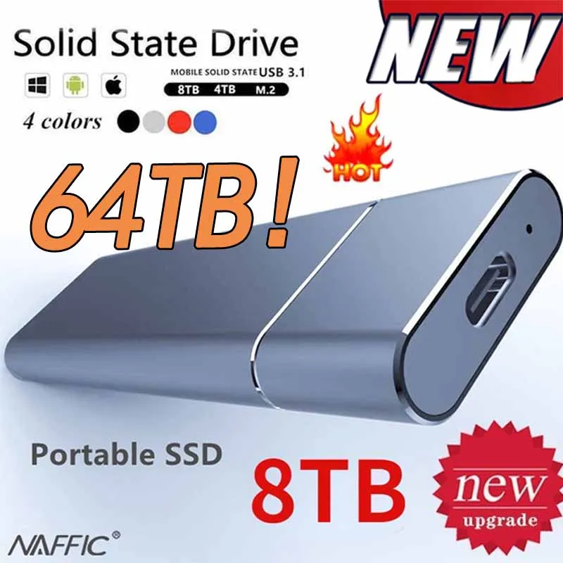 Portable High-speed External Solid State Drive 1TB 2TB 64TB SSD Mobile Storage Device USB3.1 Hard Drive for Laptop Microcomputer
Portable High-speed External Solid State Drive 1TB 2TB 64TB SSD Mobile Storage Device USB3.1 Hard Drive for Laptop Microcomputer