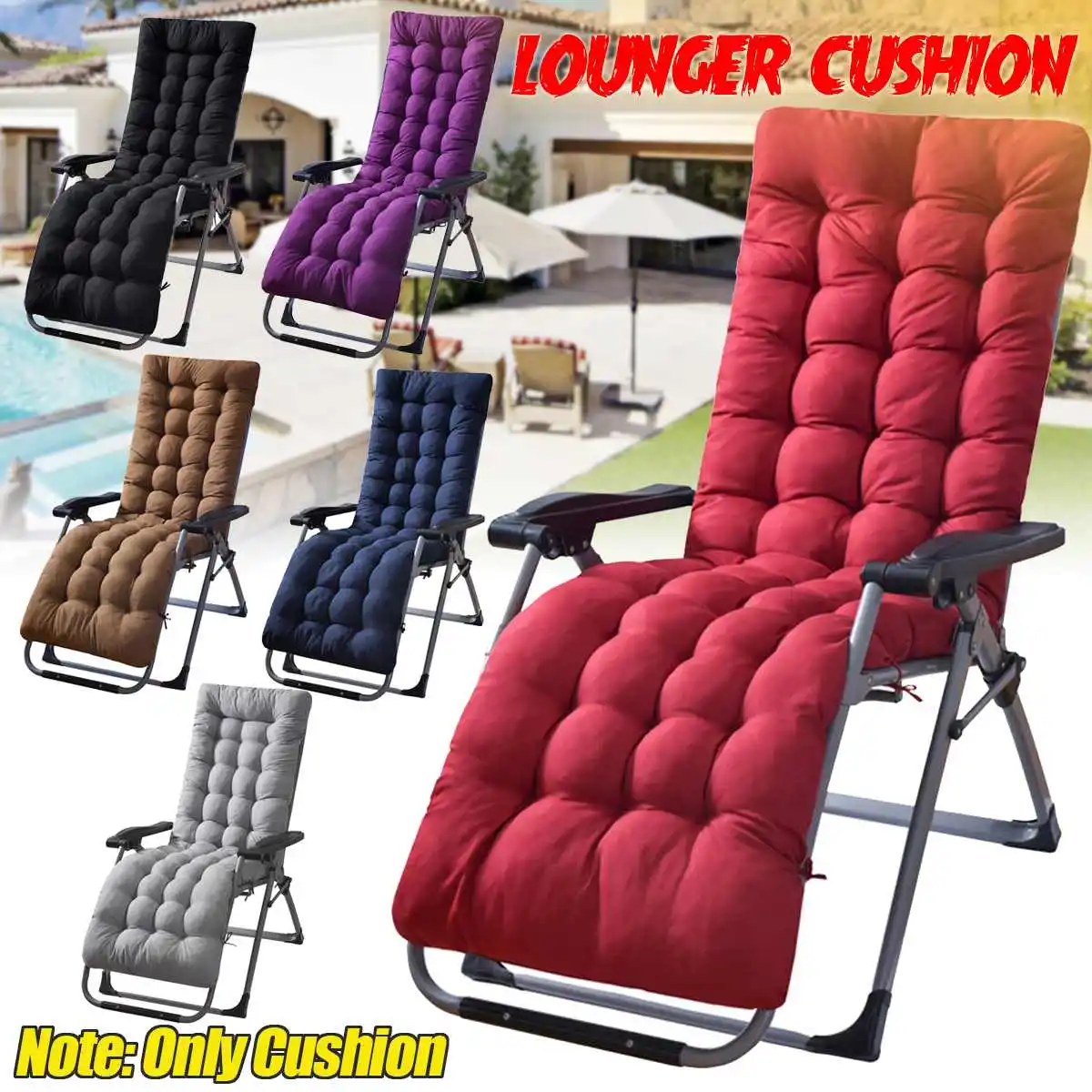 

170*53*8cm Chair Cushion Garden Patio Recliner Relax Rocking Chair Cushion Soft Office Chair Seat Mats Sun Lounger Chair Pad
