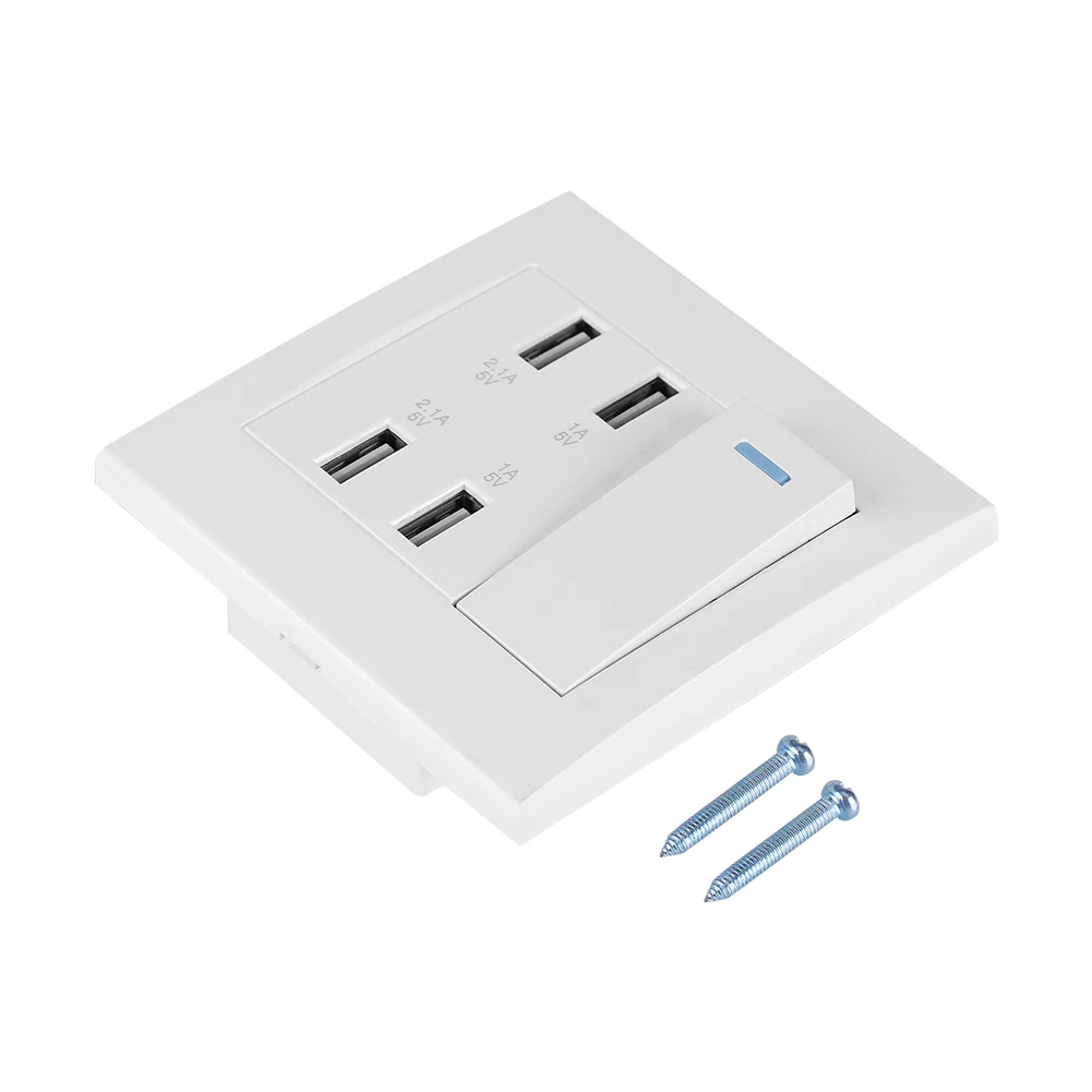 4 Ports Switch Control 5V 2.1A/1A 4100mA USB Wall Mounted Power Socket Charger Outlet(220~250V) USB
4 Ports Switch Control 5V 2.1A/1A 4100mA USB Wall Mounted Power Socket Charger Outlet(220~250V) USB