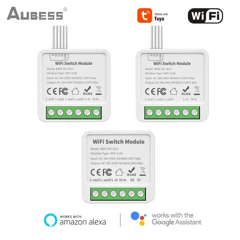 Мини-умный переключатель Tuya Wi-Fi / Zigbee 16A 1/2/3/4 Gang Поддержка двустороннего