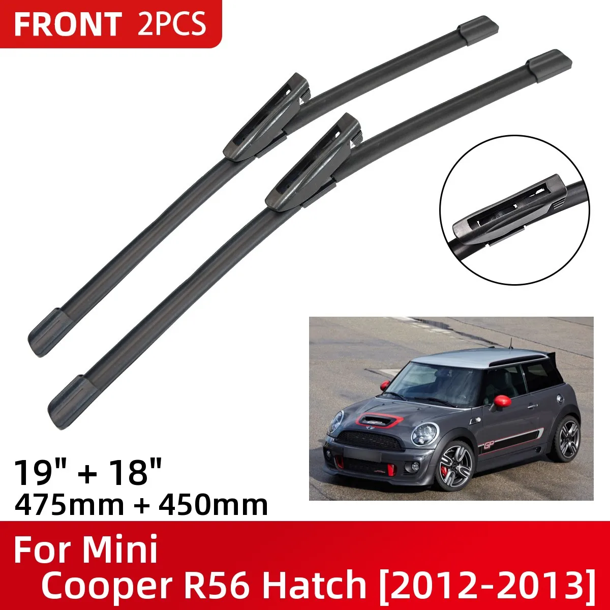 Front Wiper Blades For Mini Cooper R56 Hatch 2012-2013 Windshield Windscreen Window 19"+18" 2012 2013
Front Wiper Blades For Mini Cooper R56 Hatch 2012-2013 Windshield Windscreen Window 19"+18" 2012 2013