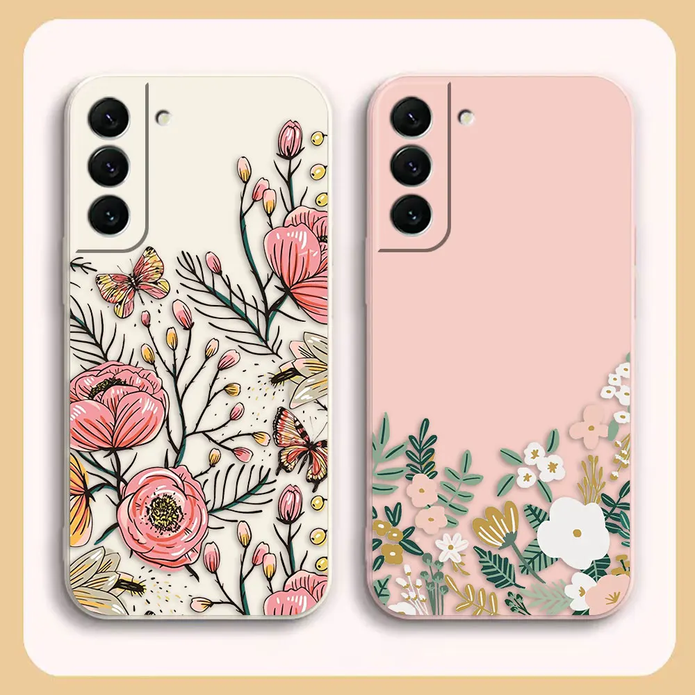 

Vintage Retro Flowers And Plants Leaves Case For Samsung Galaxy S23 S22 S21 S20 FE S11 S11E S10 S10E S9 S30 Ultra Plus 5G Case