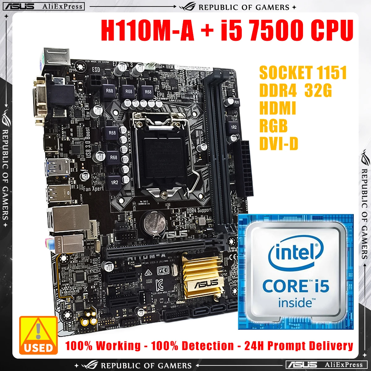 Материнская плата ASUS H110M-A + i5 7500, комплект DDR4 с чипсетом Intel H110, встроенный графический чип Gigabit LAN, поддерживает процессор Core i7 i5 i3
Материнская плата ASUS H110M-A + i5 7500, комплект DDR4 с чипсетом Intel H110, встроенный графический чип Gigabit LAN, поддерживает процессор Core i7 i5 i3