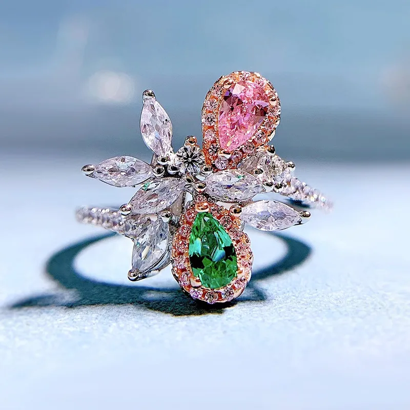 Spring Qiaoer 925 Sterling Silver 3*5MM Pear Cut Lab Sapphire Emerald High Carbon Diamonds Gemstone Fine Jewely Wedding Ring 
Spring Qiaoer 925 Sterling Silver 3*5MM Pear Cut Lab Sapphire Emerald High Carbon Diamonds Gemstone Fine Jewely Wedding Ring
