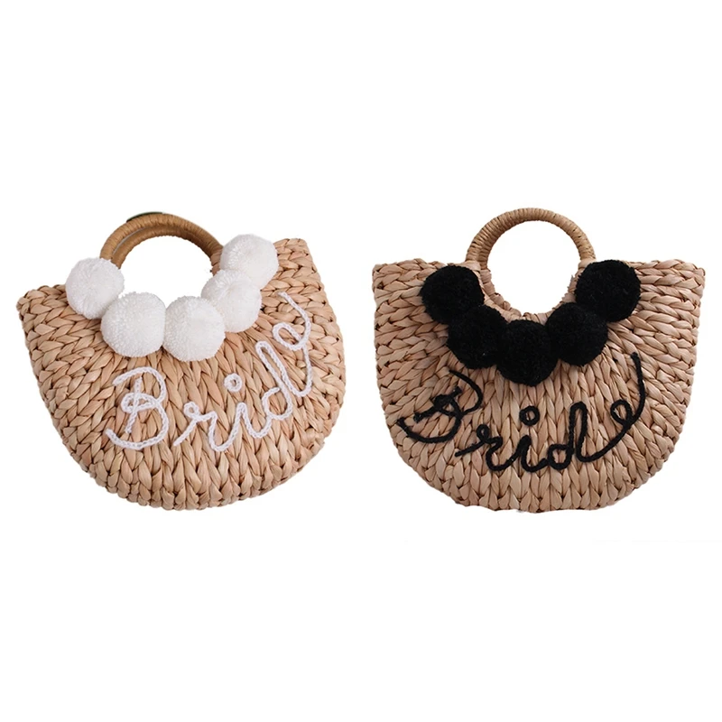 New Semi-Circular Hollow Straw Bag Colorful Hair Ball Fairy Woven Bag Shoulder Portable Super Fire Beach Handbag
New Semi-Circular Hollow Straw Bag Colorful Hair Ball Fairy Woven Bag Shoulder Portable Super Fire Beach Handbag