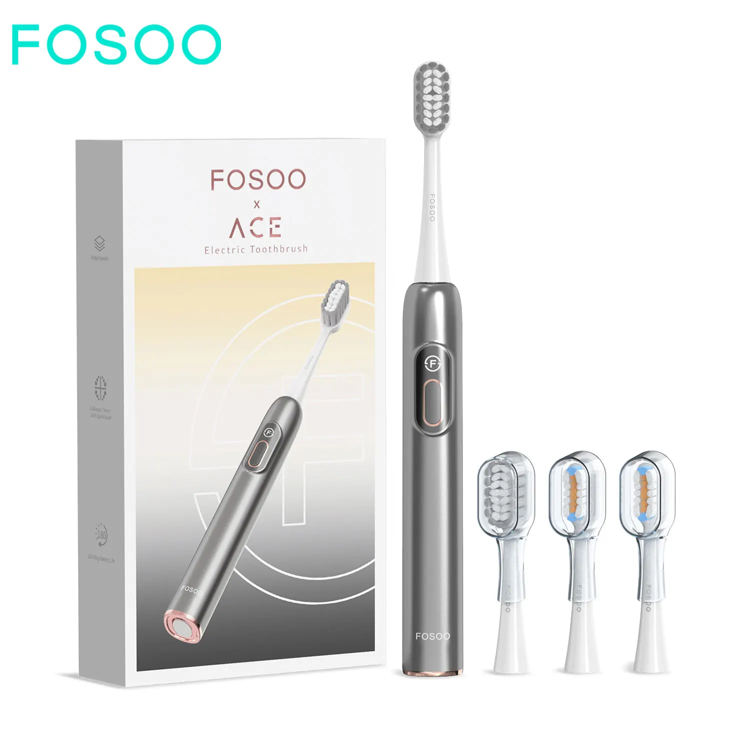 FOSOO ACE Sonic Electric Toothbrush for Adults with 4 Brush Heads Rechargeable Toothbrushes 3 Hours Fast Charge for 180 Days
FOSOO ACE Sonic Electric Toothbrush for Adults with 4 Brush Heads Rechargeable Toothbrushes 3 Hours Fast Charge for 180 Days