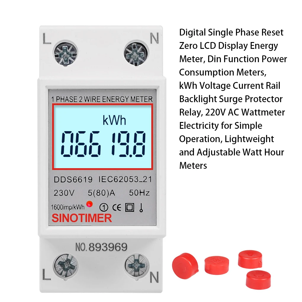 Digital Single Phase Energy Meter Backlight Din Wattmeter Electricity 
Digital Single Phase Energy Meter Backlight Din Wattmeter Electricity