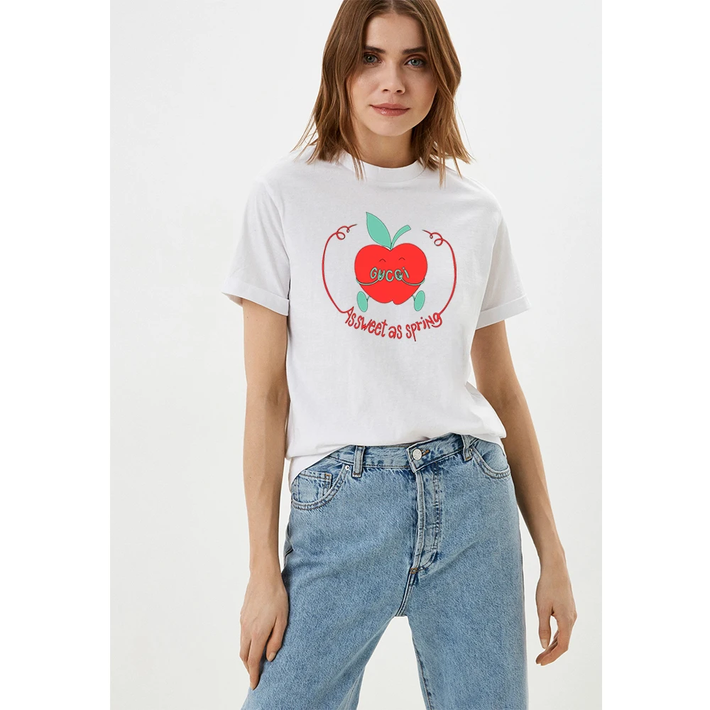 Fashion Women's T-shirt Summer Letter Fruit Print Short Sleeve Regular Causal Daily O-neck Tees Comfortable Popular Top
Fashion Women's T-shirt Summer Letter Fruit Print Short Sleeve Regular Causal Daily O-neck Tees Comfortable Popular Top