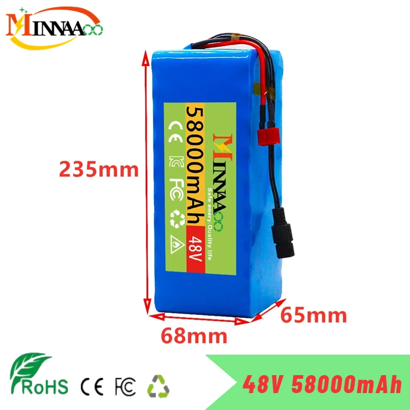 New 48V 100000mAh 1000w 13S3P XT60 48V Lithium ion Battery Pack 100Ah For 54.6v E-bike Electric bicycle Scooter with BMS+charger
New 48V 100000mAh 1000w 13S3P XT60 48V Lithium ion Battery Pack 100Ah For 54.6v E-bike Electric bicycle Scooter with BMS+charger