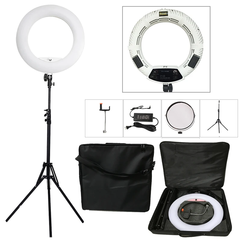 

Yidoblo FS-480II 5500K Bio-color Camera Photo/Studio/Phone/Video light 18'' 480 LED Ring Light LED Lamp+ 2M tripod +Soft bag Kit