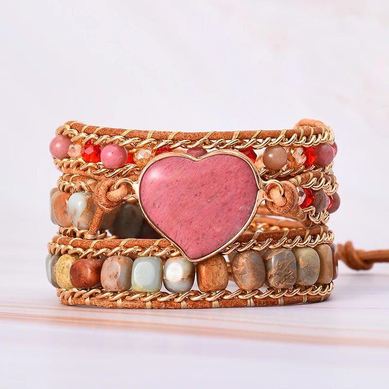 Colorful Heart Shape Leather 3x Wrap Bracelets W/ Mix Stone Beads Full Handmade Bracelet Classic Women Jewelry Bonjoux Dropship
Colorful Heart Shape Leather 3x Wrap Bracelets W/ Mix Stone Beads Full Handmade Bracelet Classic Women Jewelry Bonjoux Dropship