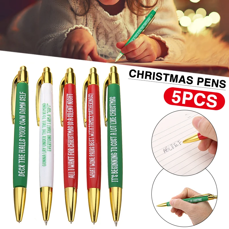 5pcs Christmas Pen Set Funny Words Multicolor Ballpoint Pens Xmas Snowmen Pens Holiday Gift Student School Stationery
5pcs Christmas Pen Set Funny Words Multicolor Ballpoint Pens Xmas Snowmen Pens Holiday Gift Student School Stationery