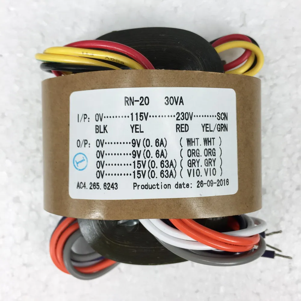 R-type power transformer 30W 9V X 2 + 15V X 2 R cow audio transformer 115-230V copper wire
R-type power transformer 30W 9V X 2 + 15V X 2 R cow audio transformer 115-230V copper wire