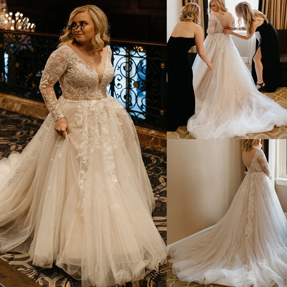 Beautiful Plus Size Lace Wedding Dress V Neck Long Sleeve Custom Church Bridal Gowns 2023 A Line Tulle Country Bride Romantic
Beautiful Plus Size Lace Wedding Dress V Neck Long Sleeve Custom Church Bridal Gowns 2023 A Line Tulle Country Bride Romantic