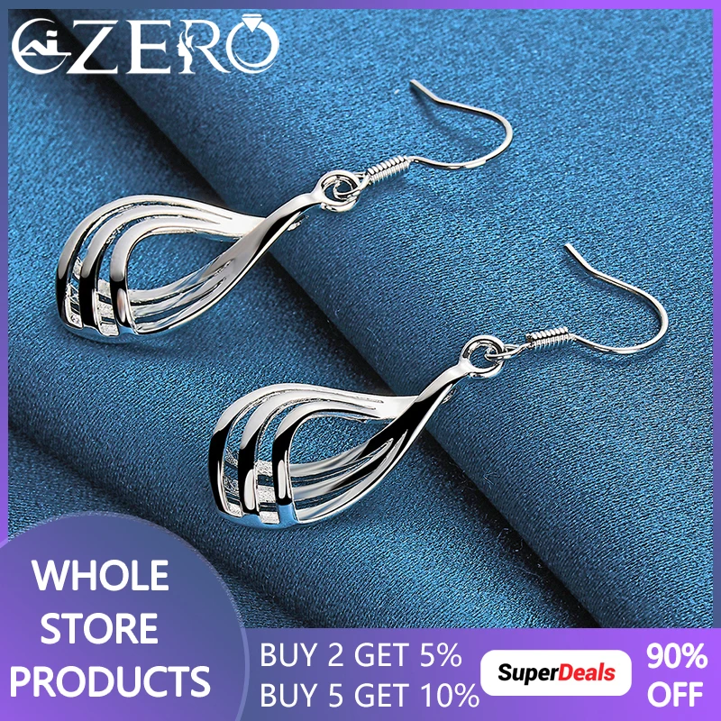 

ALIZERO 925 Sterling Silver Earrings For Women Twist Wavy Line Drop Earring Wedding Jewelry Fashion Trendsetter Accessories Gift