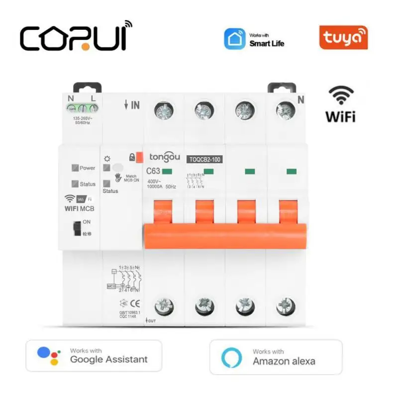 CORUI Tuya WIFI Smart Measurement Circuit Breaker Timer Remote Control Wireless Automatic MCB Via Smart Life Alexa Google Home
CORUI Tuya WIFI Smart Measurement Circuit Breaker Timer Remote Control Wireless Automatic MCB Via Smart Life Alexa Google Home
