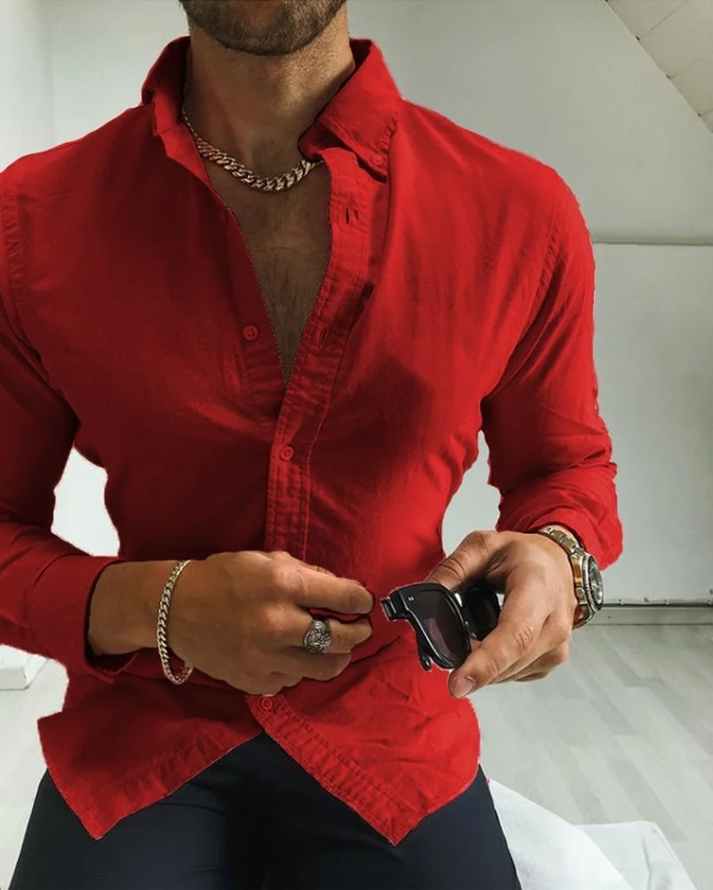 Men Shirt Solid Colour Long Sleeve Turn-down Collar Shirt Autumn Daily Casual Shirts Men Clothing
Men Shirt Solid Colour Long Sleeve Turn-down Collar Shirt Autumn Daily Casual Shirts Men Clothing