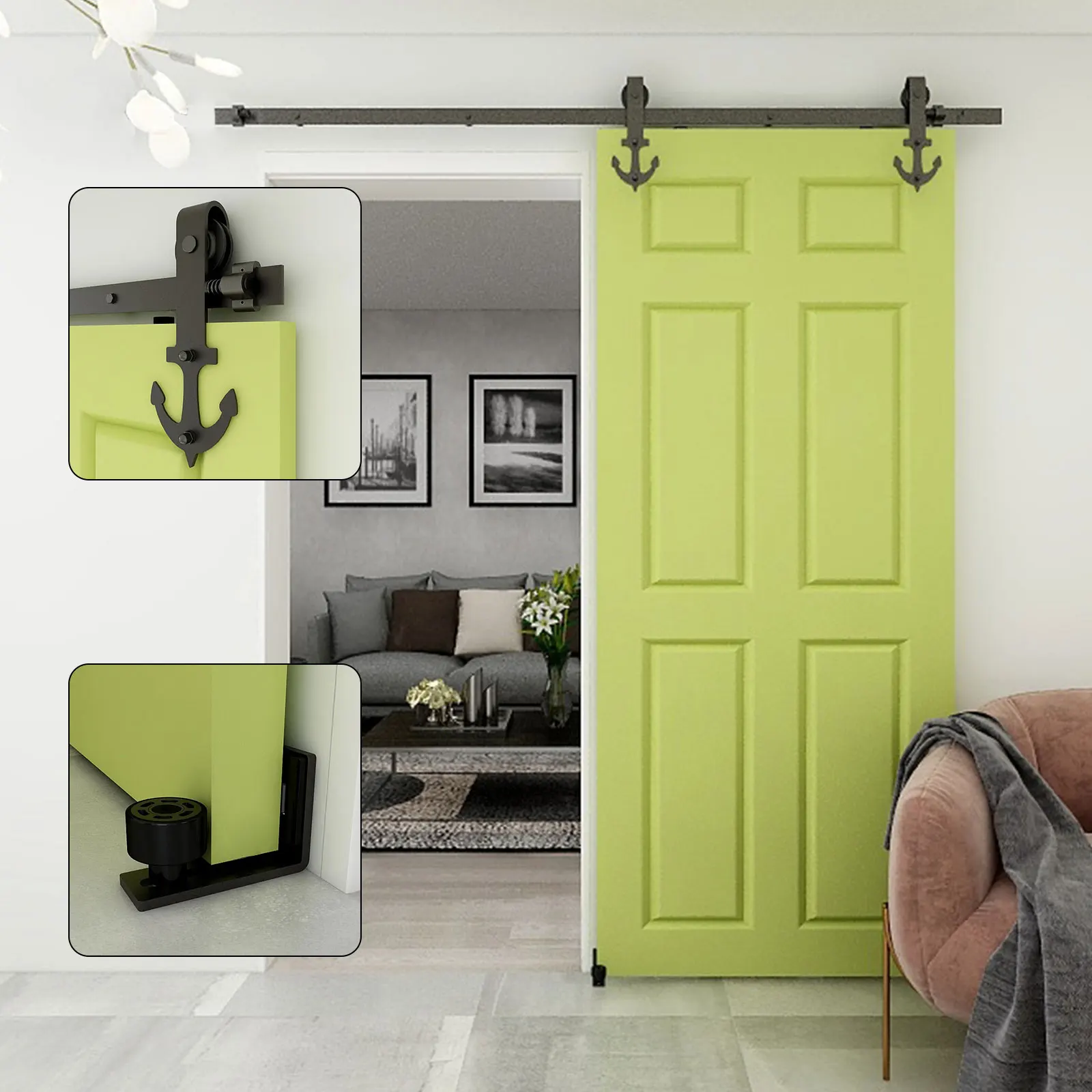 Sliding Barn Door Hardware Kit Heavy Duty Smoothly and Silently Easy to Install Fit Single Door Panel Anchor-Shaped Style Black
Sliding Barn Door Hardware Kit Heavy Duty Smoothly and Silently Easy to Install Fit Single Door Panel Anchor-Shaped Style Black