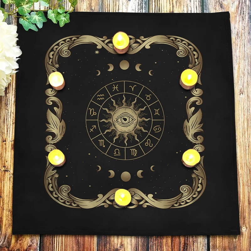 

Spiritual Oracle Card Mat Pagan Witchcraft Divination Astrology Tarot Card Tablecloth Rune Moon Phase Altar Cloth