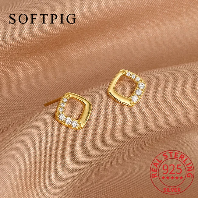 SOFTPIG Trendy Real 925 Sterling Silver Zircon Square Stud Earrings For Women Classic Fine Jewelry Minimalist Accessories
SOFTPIG Trendy Real 925 Sterling Silver Zircon Square Stud Earrings For Women Classic Fine Jewelry Minimalist Accessories