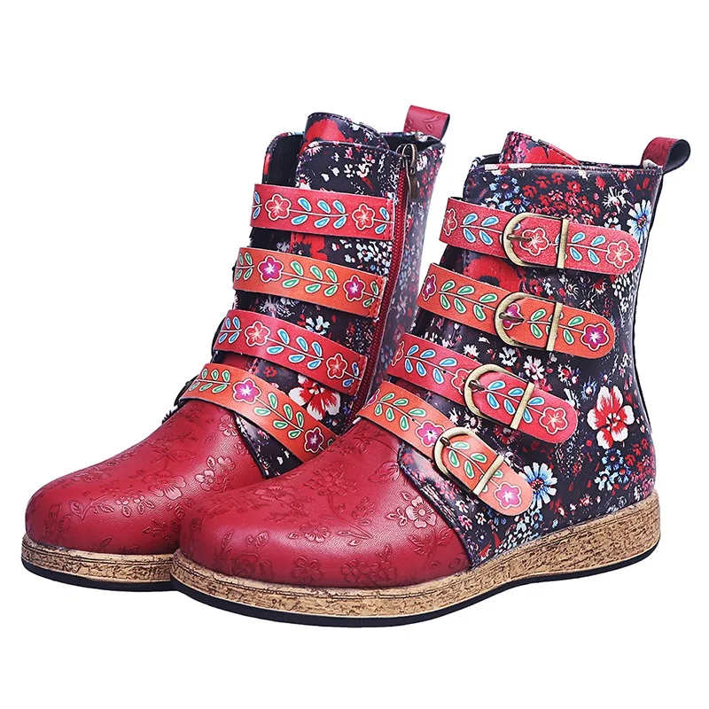 Vintage Boots Female Women Ankle Boots Retro Printed Zipper Ladies Shoes Leather Buckle Boots Small Floral Flat Boot 44
Vintage Boots Female Women Ankle Boots Retro Printed Zipper Ladies Shoes Leather Buckle Boots Small Floral Flat Boot 44