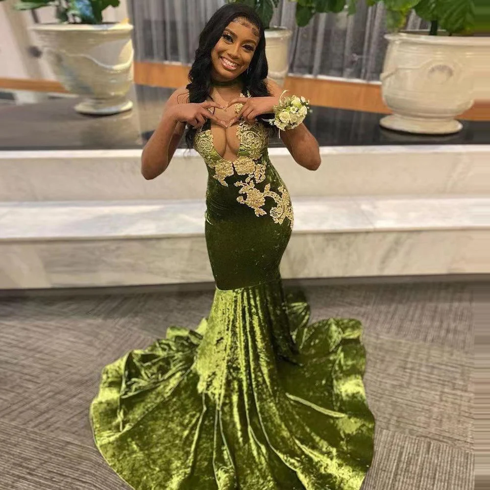 Velvet Sexy Prom Dress For Black Girls Birthday Dress For Photos Aso Ebi Mermaid Evening Party Gowns Dark Green robes de soirée
Velvet Sexy Prom Dress For Black Girls Birthday Dress For Photos Aso Ebi Mermaid Evening Party Gowns Dark Green robes de soirée