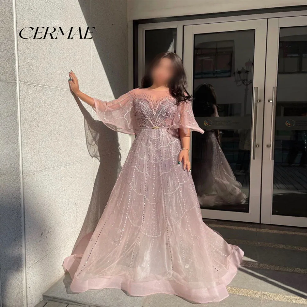 CERMAE Pink Gauze Sequinned Manual Formal Waisted Embroidered Evening Gown Gorgeous Prom Party Dresses for Women 2023
CERMAE Pink Gauze Sequinned Manual Formal Waisted Embroidered Evening Gown Gorgeous Prom Party Dresses for Women 2023