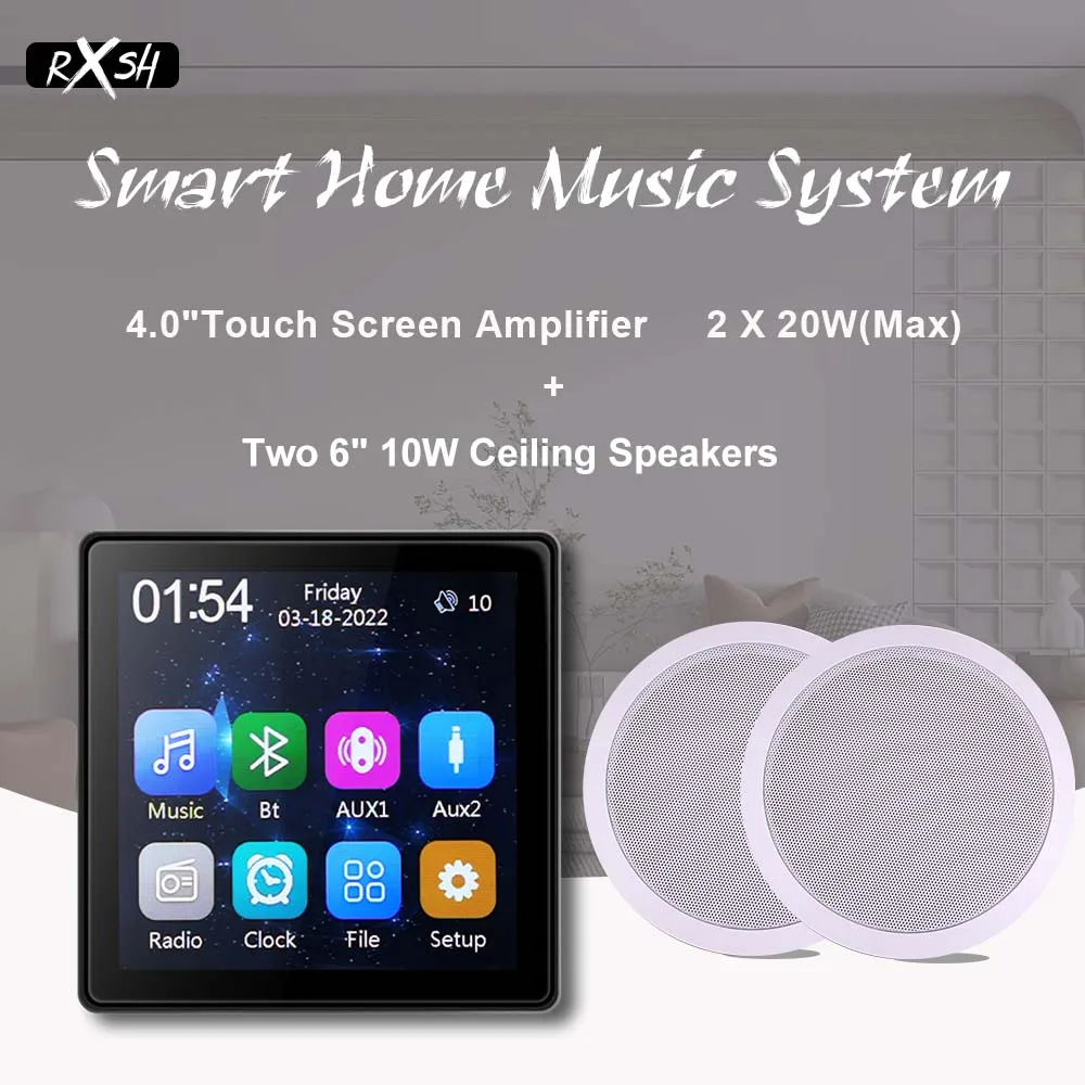 Bluetooth Wall Amplifier Smart Home Audio Mini Touch Screen 2*20W Stereo Sound Music Panel PA System Loudspeaker Ceiling Speaker
Bluetooth Wall Amplifier Smart Home Audio Mini Touch Screen 2*20W Stereo Sound Music Panel PA System Loudspeaker Ceiling Speaker