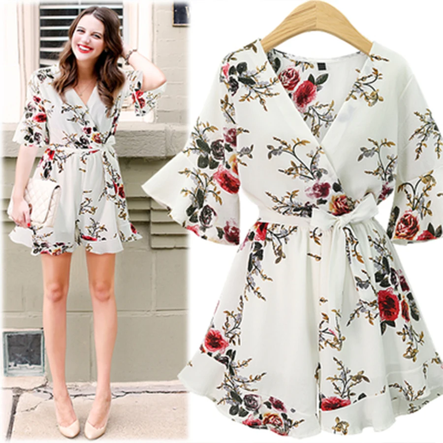 DICLOUD Flower Chiffon Sexy Jumpsuit Women V-Neck Print Beach Playsuit Female Short Overalls Jumpsuit Casual Boho Bodysuit
DICLOUD Flower Chiffon Sexy Jumpsuit Women V-Neck Print Beach Playsuit Female Short Overalls Jumpsuit Casual Boho Bodysuit