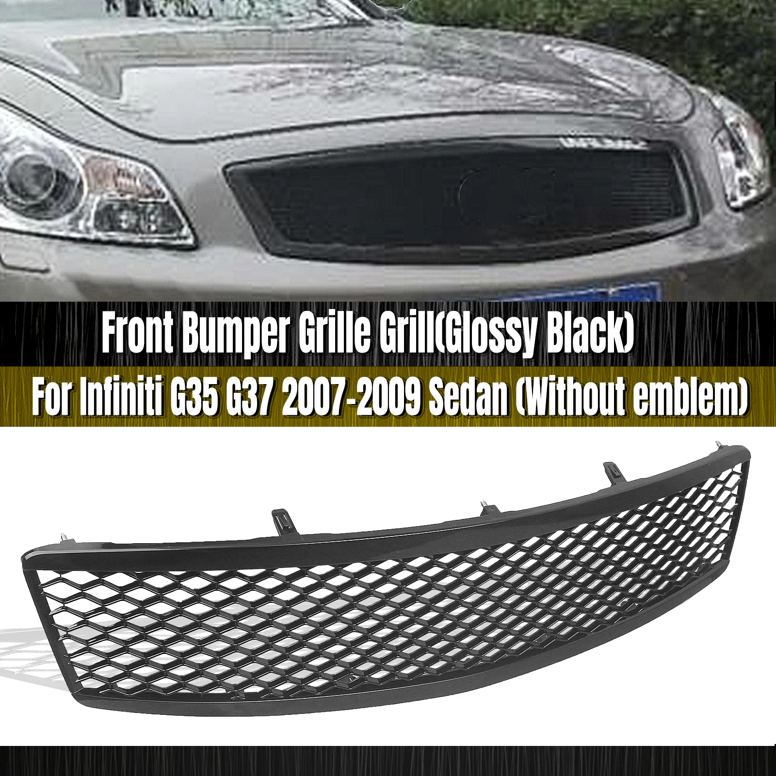 Front Grille Glossy Black Racing Grills For Infiniti G35 G37 2006-2009 Car Upper Bumper Mesh Grid Replacement Part
Front Grille Glossy Black Racing Grills For Infiniti G35 G37 2006-2009 Car Upper Bumper Mesh Grid Replacement Part