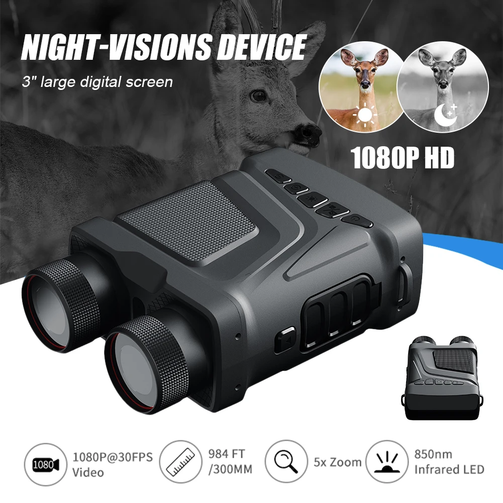 1080P HD Binoculars Night Vision Device 5X Digital Zoom Hunting Telescope With 3" TFT Screen For Outdoor Hunting Scouting
1080P HD Binoculars Night Vision Device 5X Digital Zoom Hunting Telescope With 3" TFT Screen For Outdoor Hunting Scouting