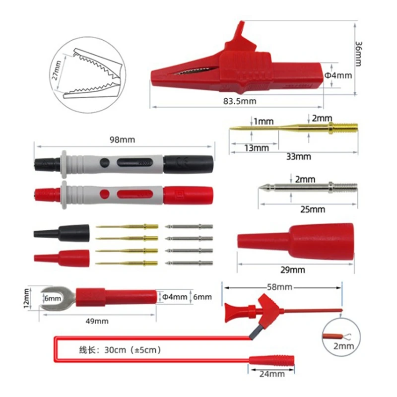 P1600D 10 In 1 Multimeter Probe Cable Test Leads Kit Automotive Probe Set IC Test Hook Clip 4Mm Banana Plug Test Cable
P1600D 10 In 1 Multimeter Probe Cable Test Leads Kit Automotive Probe Set IC Test Hook Clip 4Mm Banana Plug Test Cable
