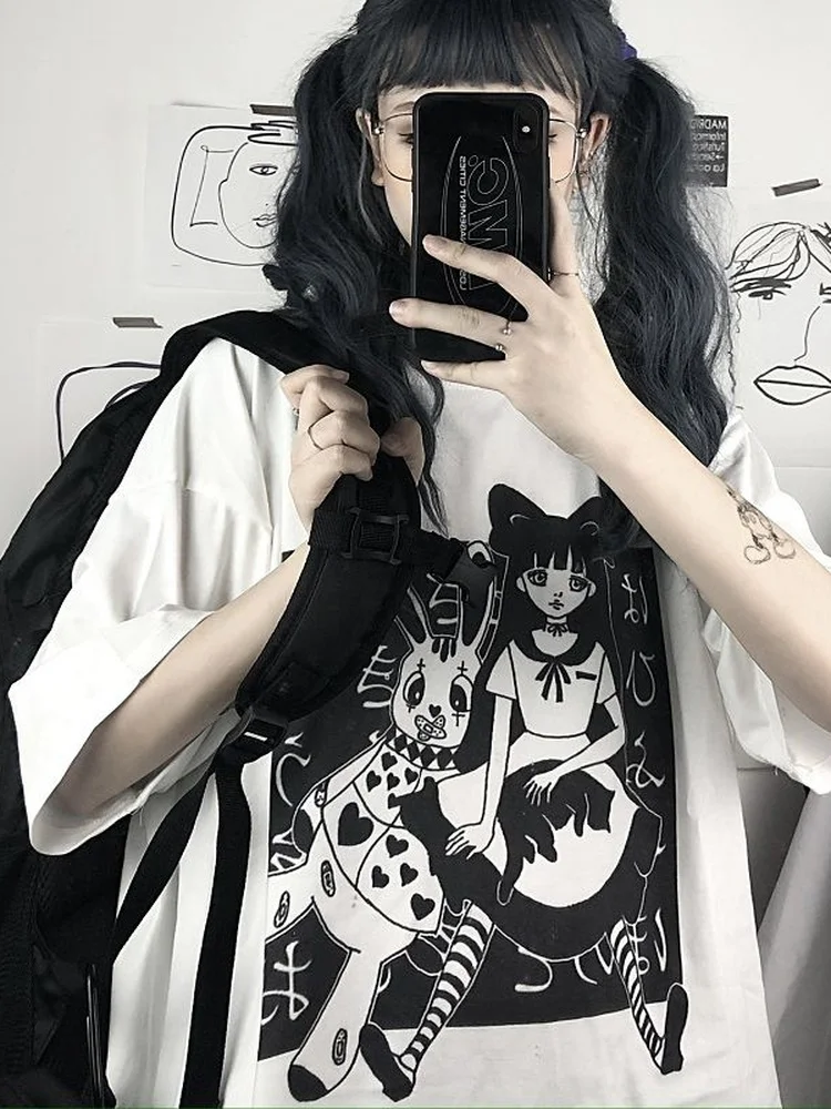Deeptown Women Anime T-shirt Kawaii Cartoon Print Tshirt Japanese Cute Graphic Short Sleeve Summer Harajuku Tops for Women 2022
Deeptown Women Anime T-shirt Kawaii Cartoon Print Tshirt Japanese Cute Graphic Short Sleeve Summer Harajuku Tops for Women 2022