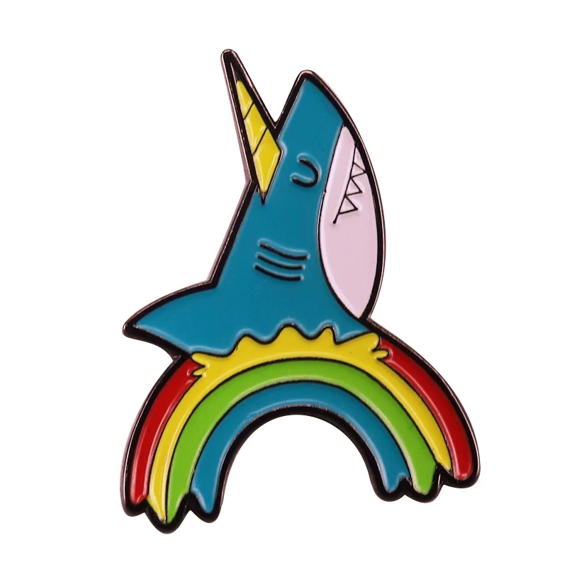 Unicorn Shark on Rainbow Fantasy Brooch Metal Badge Lapel Pin Jacket Jeans Fashion Jewelry Accessories Gift
Unicorn Shark on Rainbow Fantasy Brooch Metal Badge Lapel Pin Jacket Jeans Fashion Jewelry Accessories Gift
