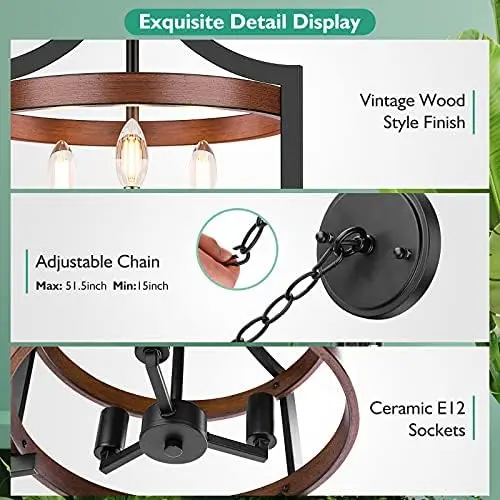 Rustic Farmhouse Pendant Hanging Light Adjustable Height Max 68in, Convertible Vintage Semi Flush Mount Ceiling Light Fixture Bl
Rustic Farmhouse Pendant Hanging Light Adjustable Height Max 68in, Convertible Vintage Semi Flush Mount Ceiling Light Fixture Bl