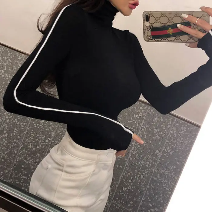Korean Fashion T Shirt Women Tshirts Spring Autumn Turtleneck Long Sleeve Tunics T-shirt Crop Tops Slim Camisetas Ropa Mujer
Korean Fashion T Shirt Women Tshirts Spring Autumn Turtleneck Long Sleeve Tunics T-shirt Crop Tops Slim Camisetas Ropa Mujer