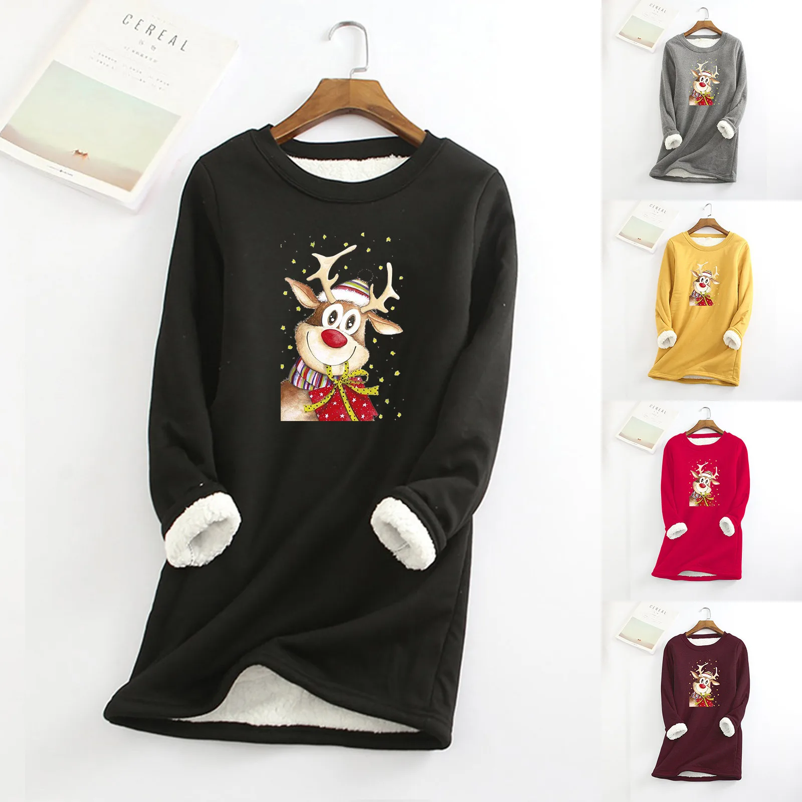Top Sweatshirt Fleece Warm Women Thick Christmas Printing O-neck Underwear Women's Hoodies Womens Long Sweaters Hoodies
Top Sweatshirt Fleece Warm Women Thick Christmas Printing O-neck Underwear Women's Hoodies Womens Long Sweaters Hoodies