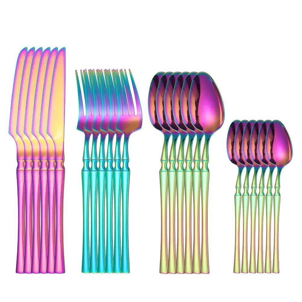 24-piece Titanium Plated Flat Cutlery Set Steak Knife Fork Spoon Flat Tableware Set Stainless Steel High Quality Tableware 2023
24-piece Titanium Plated Flat Cutlery Set Steak Knife Fork Spoon Flat Tableware Set Stainless Steel High Quality Tableware 2023