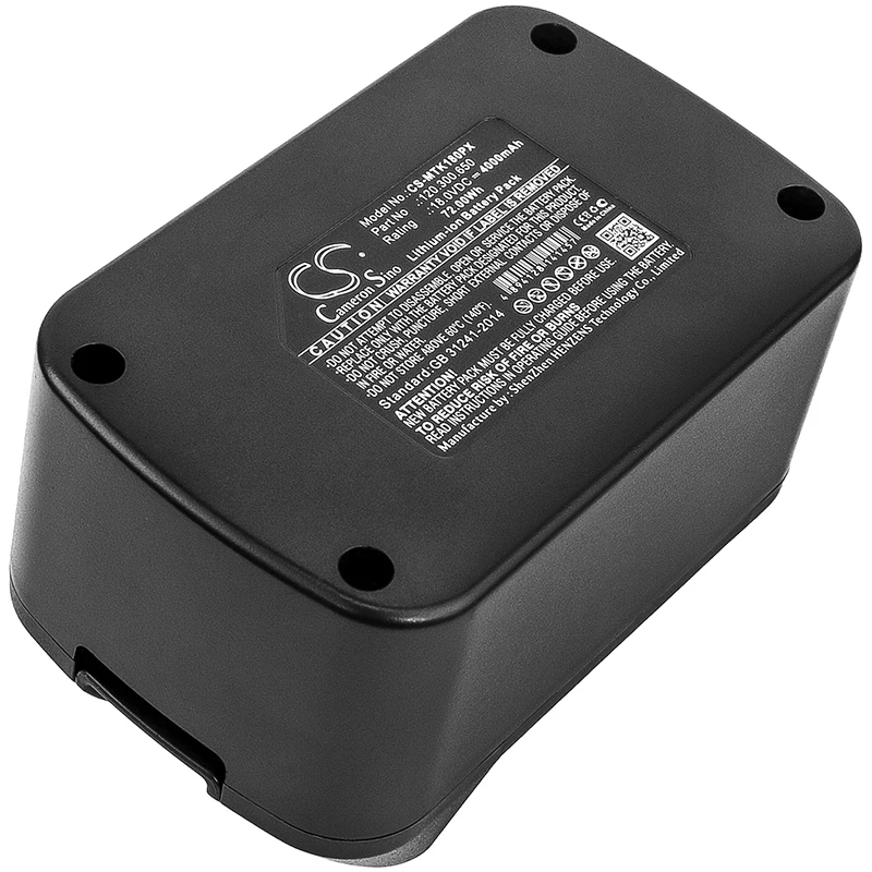 CS 4000mAh / 72.00Wh battery for MATRIX AK 18-1-Li 120.300.650 
CS 4000mAh / 72.00Wh battery for MATRIX AK 18-1-Li 120.300.650