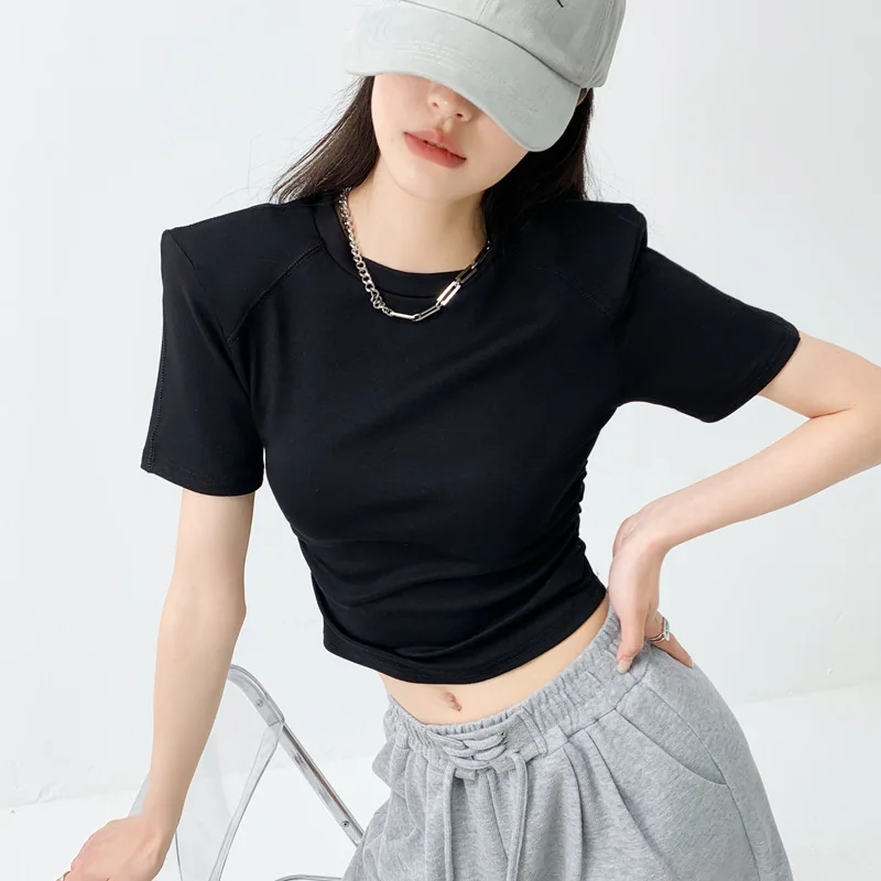 Женская футболка с круглым вырезом и коротким рукавом, укороченный топ, облегающая Простая Повседневная стильная футболка с высокой талией, Новинка лета 2023, стильная облегающая футболка
Женская футболка с круглым вырезом и коротким рукавом, укороченный топ, облегающая Простая Повседневная стильная футболка с высокой талией, Новинка лета 2023, стильная облегающая футболка