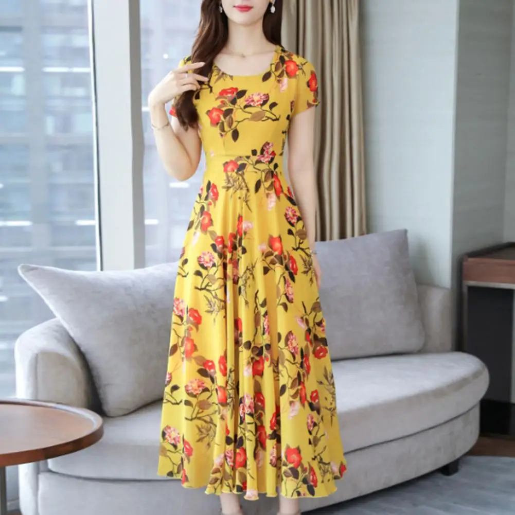 Summer Dress Charming Lightweight Crew Neck Sweet Floral Print Elegant Beach Long Dress Female Clothing Midi Dress Long Dress
Summer Dress Charming Lightweight Crew Neck Sweet Floral Print Elegant Beach Long Dress Female Clothing Midi Dress Long Dress