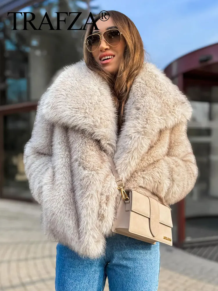 TRAFZA Women Elegant Faux Fur Cropped Jacket Coat Winter Thick Warm Long Sleeve Solid Coats Fashion Female Chic Outerwear
TRAFZA Women Elegant Faux Fur Cropped Jacket Coat Winter Thick Warm Long Sleeve Solid Coats Fashion Female Chic Outerwear
