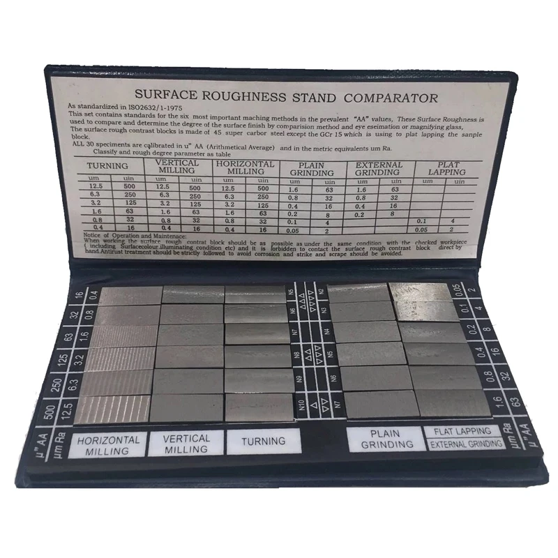 Surface Roughness Comparison Sample Block Ra0.05-12.5mm Roughness 30PCS Sample Block End Milling Accessories
Surface Roughness Comparison Sample Block Ra0.05-12.5mm Roughness 30PCS Sample Block End Milling Accessories