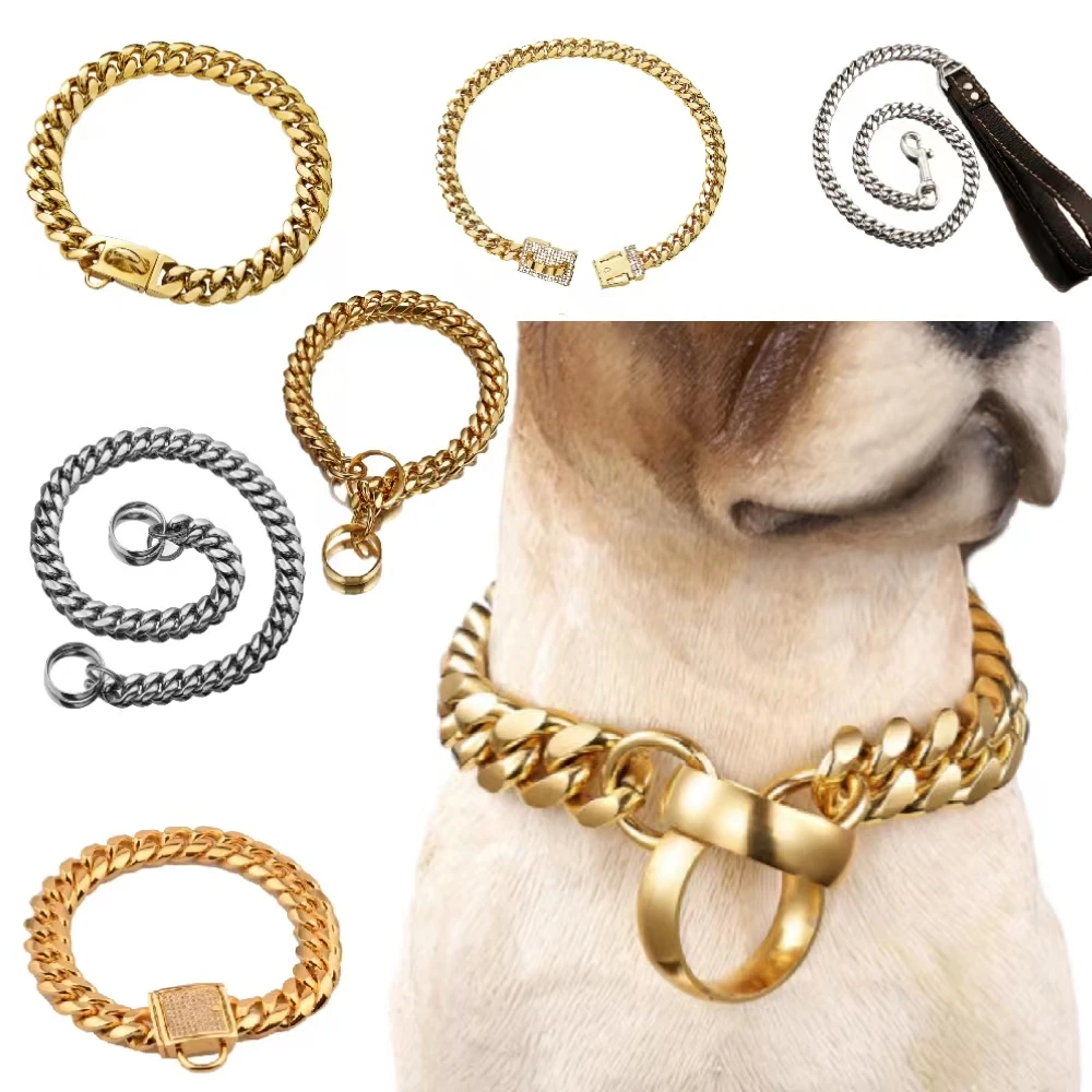 19mm Heavy Duty Dog Chain Necklace Pet Training Stainless Steel Choke Tactical Collar Gold Cuban Link For Large Walking Dog Ring
19mm Heavy Duty Dog Chain Necklace Pet Training Stainless Steel Choke Tactical Collar Gold Cuban Link For Large Walking Dog Ring