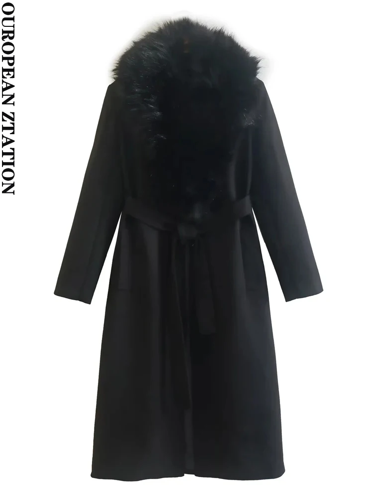 PAILETE Women 2022 fashion with belt faux fur woolen coat vintage long sleeve flap pockets female outerwear chic overcoat
PAILETE Women 2022 fashion with belt faux fur woolen coat vintage long sleeve flap pockets female outerwear chic overcoat