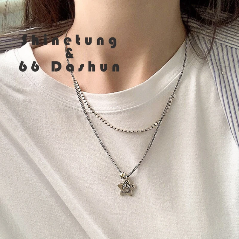 S925 Sterling Silver Vintage Five-Pointed Star Crown Necklace Female Hip Hop Fashion Short Necklace Thai Silver Design Jewelry
S925 Sterling Silver Vintage Five-Pointed Star Crown Necklace Female Hip Hop Fashion Short Necklace Thai Silver Design Jewelry