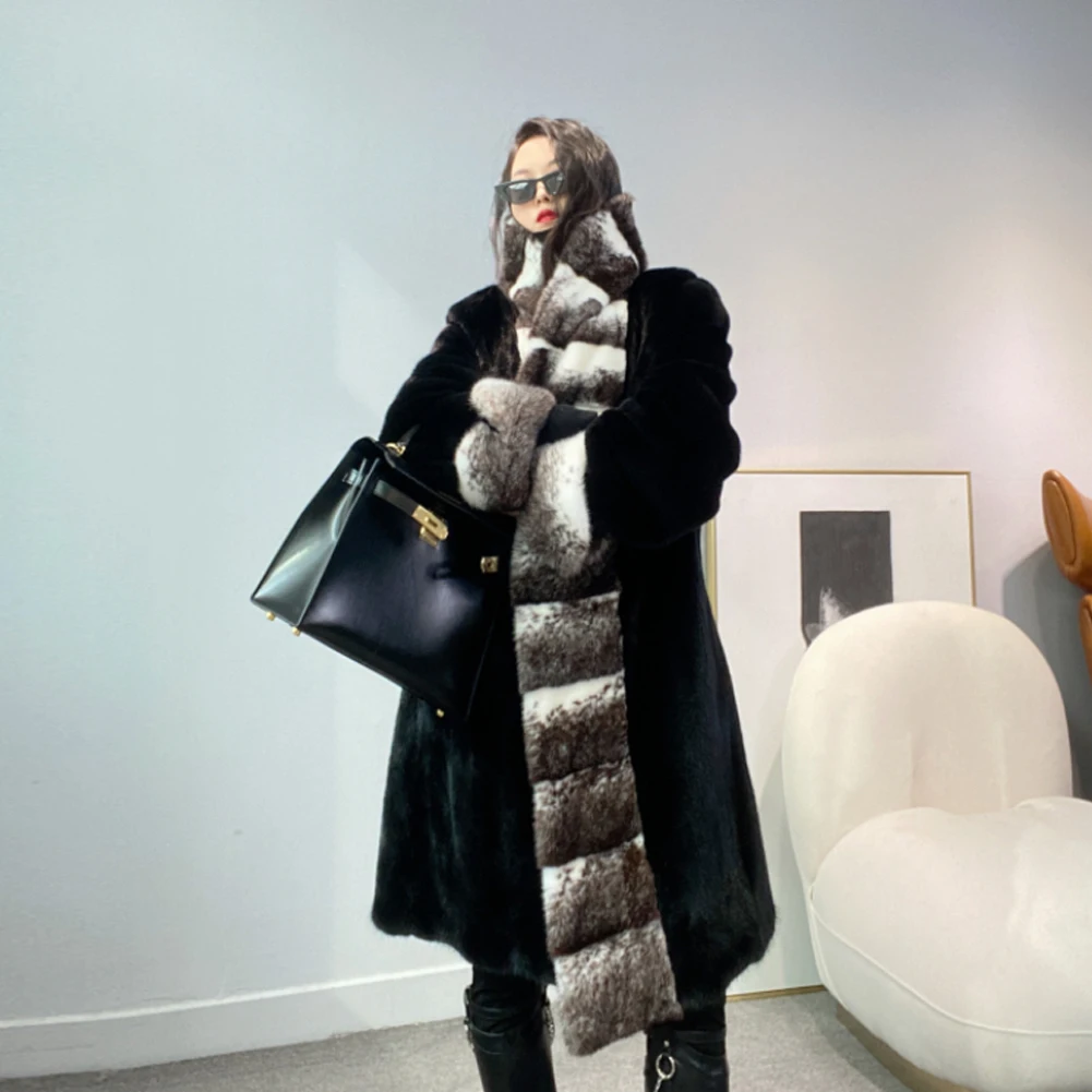 Denny&Dora Women's Mink Fur Coat Long Winter Warm Coats Black Fur Coat With Big Lapel Collar
Denny&Dora Women's Mink Fur Coat Long Winter Warm Coats Black Fur Coat With Big Lapel Collar