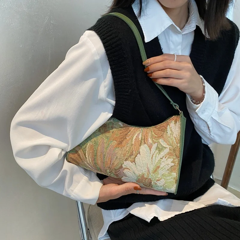 Women's Underarm Bags Autumn 2022 Trendy New Oil Painting Shoulder Bag Cute Simple Handbags and Purses Female Travel Small Totes
Women's Underarm Bags Autumn 2022 Trendy New Oil Painting Shoulder Bag Cute Simple Handbags and Purses Female Travel Small Totes