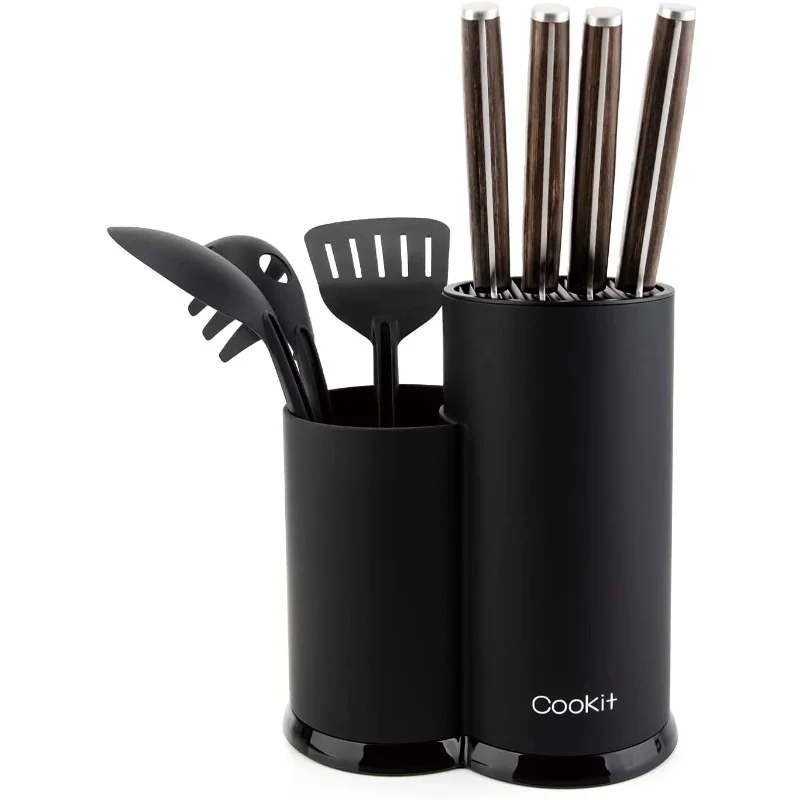 Knife Block Holder Cookit Universal Knife Block Without Knives Unique Double-Layer Wavy Design Round Black
Knife Block Holder Cookit Universal Knife Block Without Knives Unique Double-Layer Wavy Design Round Black